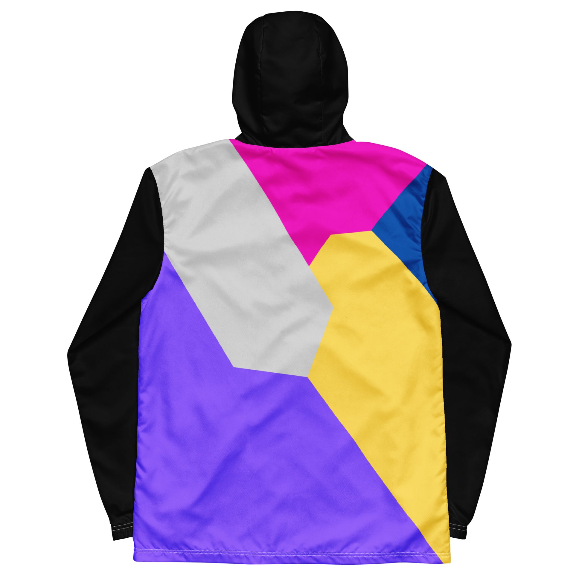 Hipyfi men's lightweight geometric windbreaker jacket with hood – abstract streetwear style in vibrant colors back-5