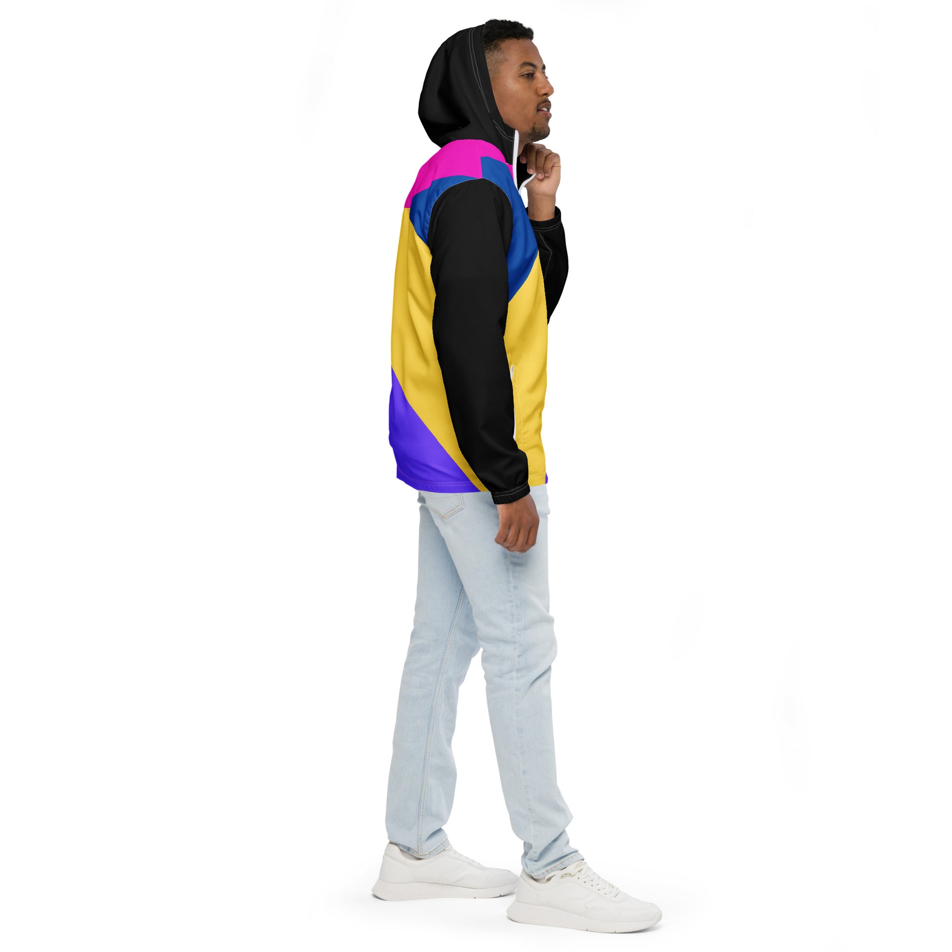 Hipyfi men's lightweight geometric windbreaker jacket with hood – abstract streetwear style in vibrant colors right-3