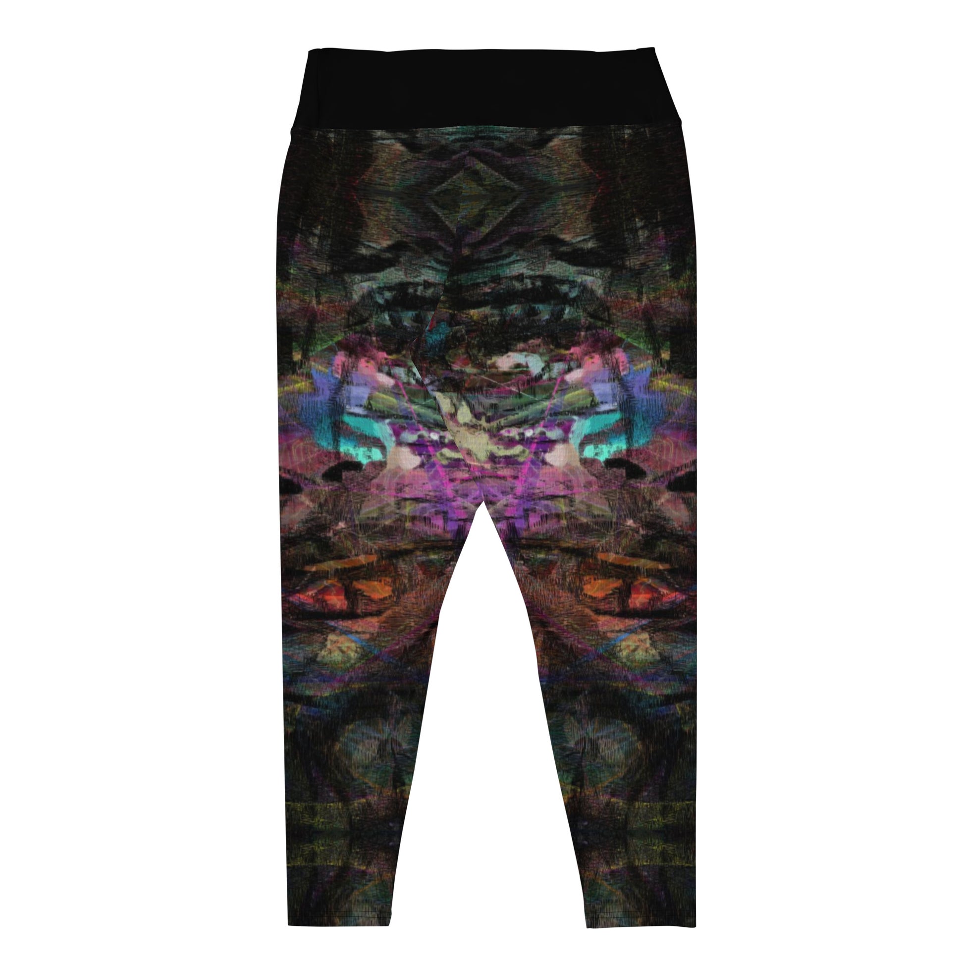 Plus-size leggings with bold abstract art. High-waist design, UPF 50+ sun protection, and four-way stretch fabric for all-day comfort and style by Hipyfi. back-2