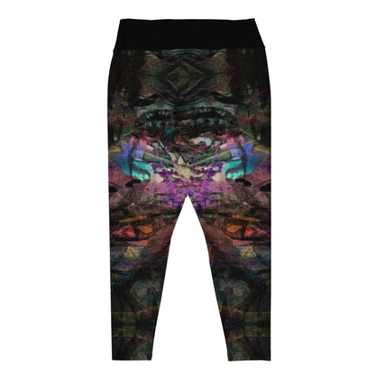 Plus-size leggings with bold abstract art. High-waist design, UPF 50+ sun protection, and four-way stretch fabric for all-day comfort and style by Hipyfi. back-2
