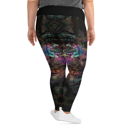 Plus-size leggings with bold abstract art. High-waist design, UPF 50+ sun protection, and four-way stretch fabric for all-day comfort and style by Hipyfi. back-3