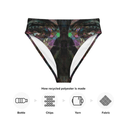 Chromatic Dreams High-Waisted Bikini Bottom by Hipyfi: Vibrant abstract on sustainable recycled swimwear. Features a flattering high-waisted fit, UPF50+, and confident beachwear. product-info