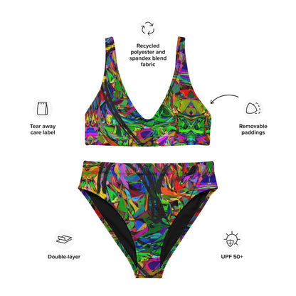 Recycled high-waisted bikini with abstract neon print – Neon Mythos by Hipyfi Clothes & Design Product-info