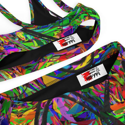 Recycled high-waisted bikini with abstract neon print – Neon Mythos by Hipyfi Clothes & Design Product-details