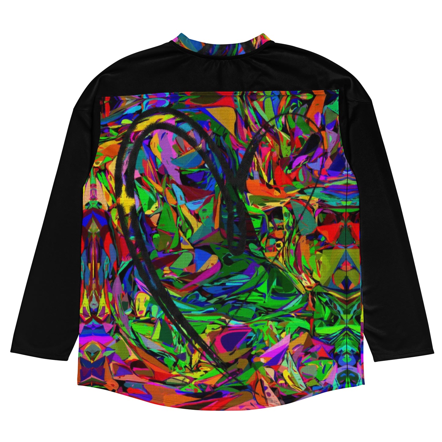 Neon Mythos Unisex Hockey Jersey with abstract vibrant digital print by Hipyfi – eco-friendly streetwear for fans  Back-8