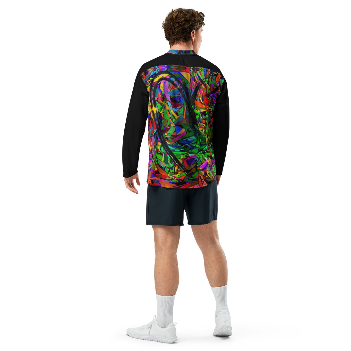 Neon Mythos Unisex Hockey Jersey with abstract vibrant digital print by Hipyfi – eco-friendly streetwear for fans Back