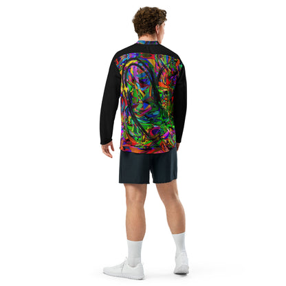 Neon Mythos Unisex Hockey Jersey with abstract vibrant digital print by Hipyfi – eco-friendly streetwear for fans Back
