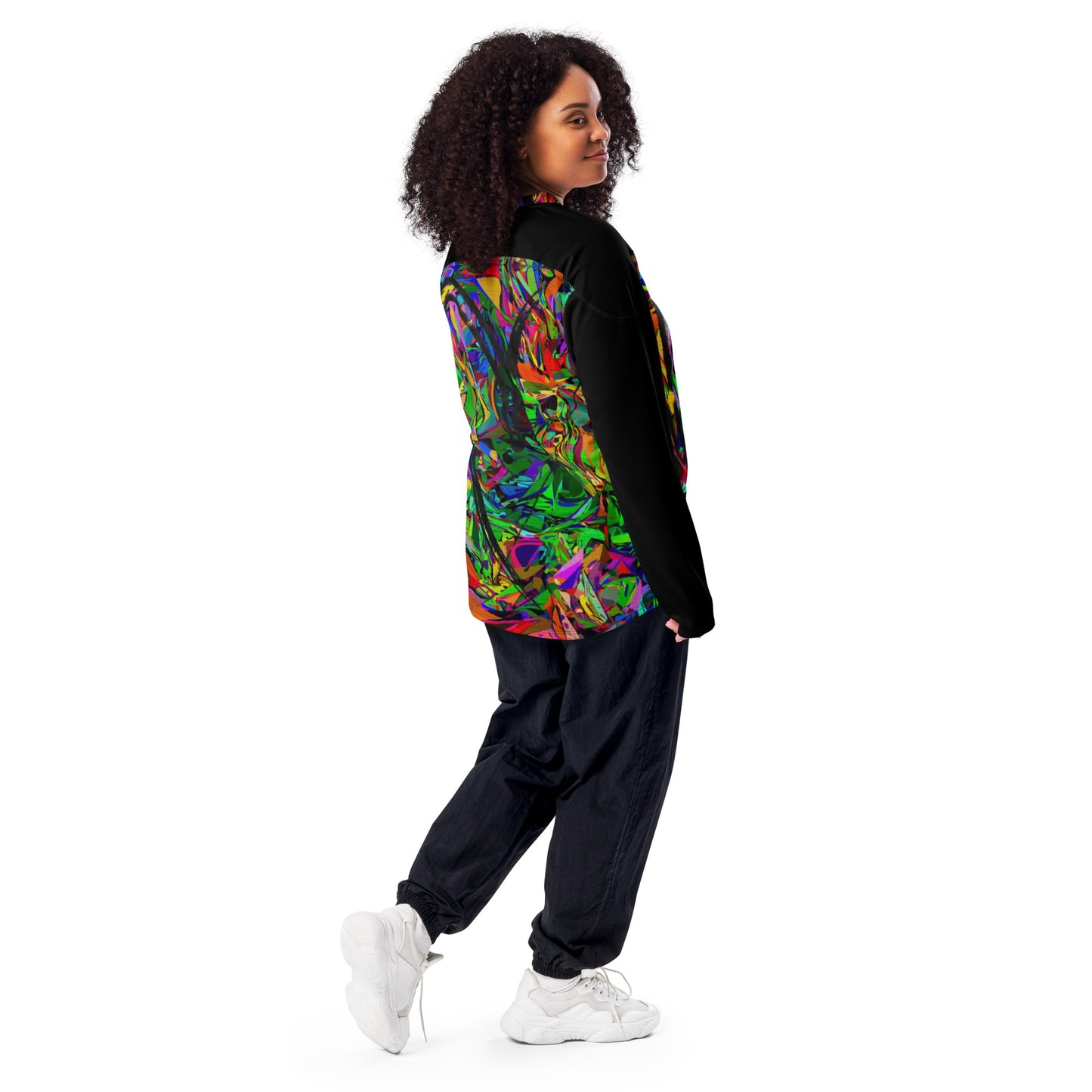 Neon Mythos Unisex Hockey Jersey with abstract vibrant digital print by Hipyfi – eco-friendly streetwear for fans Back-2