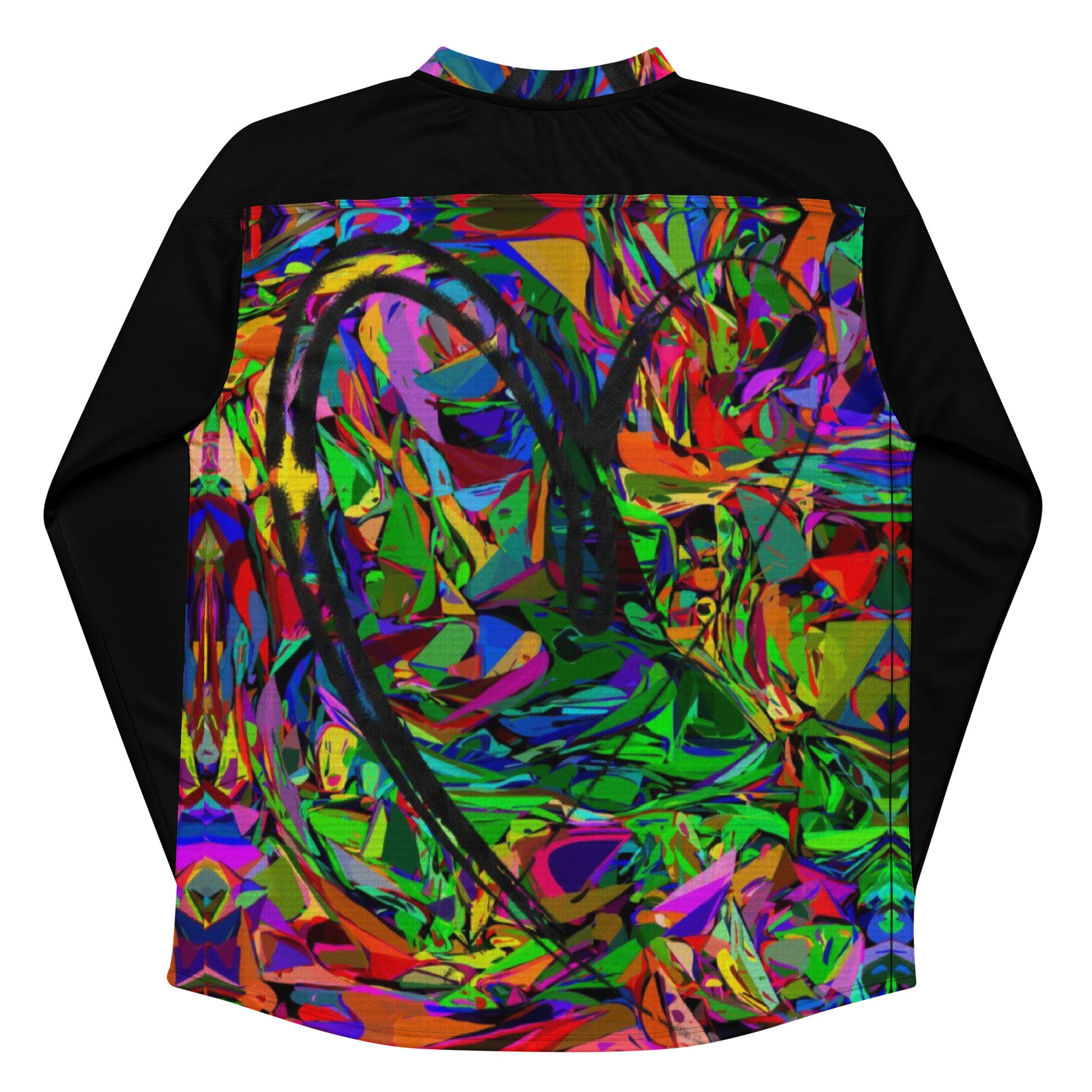 Neon Mythos Unisex Hockey Jersey with abstract vibrant digital print by Hipyfi – eco-friendly streetwear for fans  Back-7