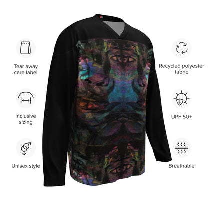 Unisex Chromatic Dreams Eco-Friendly Hockey Jersey with vibrant abstract art print, made from recycled polyester by Hipyfi Clothes & Design. product-info