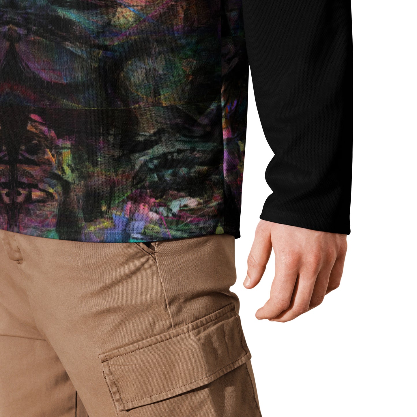 Unisex Chromatic Dreams Eco-Friendly Hockey Jersey with vibrant abstract art print, made from recycled polyester by Hipyfi Clothes & Design. product-details