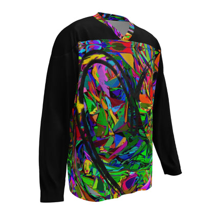 Neon Mythos Unisex Hockey Jersey with abstract vibrant digital print by Hipyfi – eco-friendly streetwear for fans  Front-6