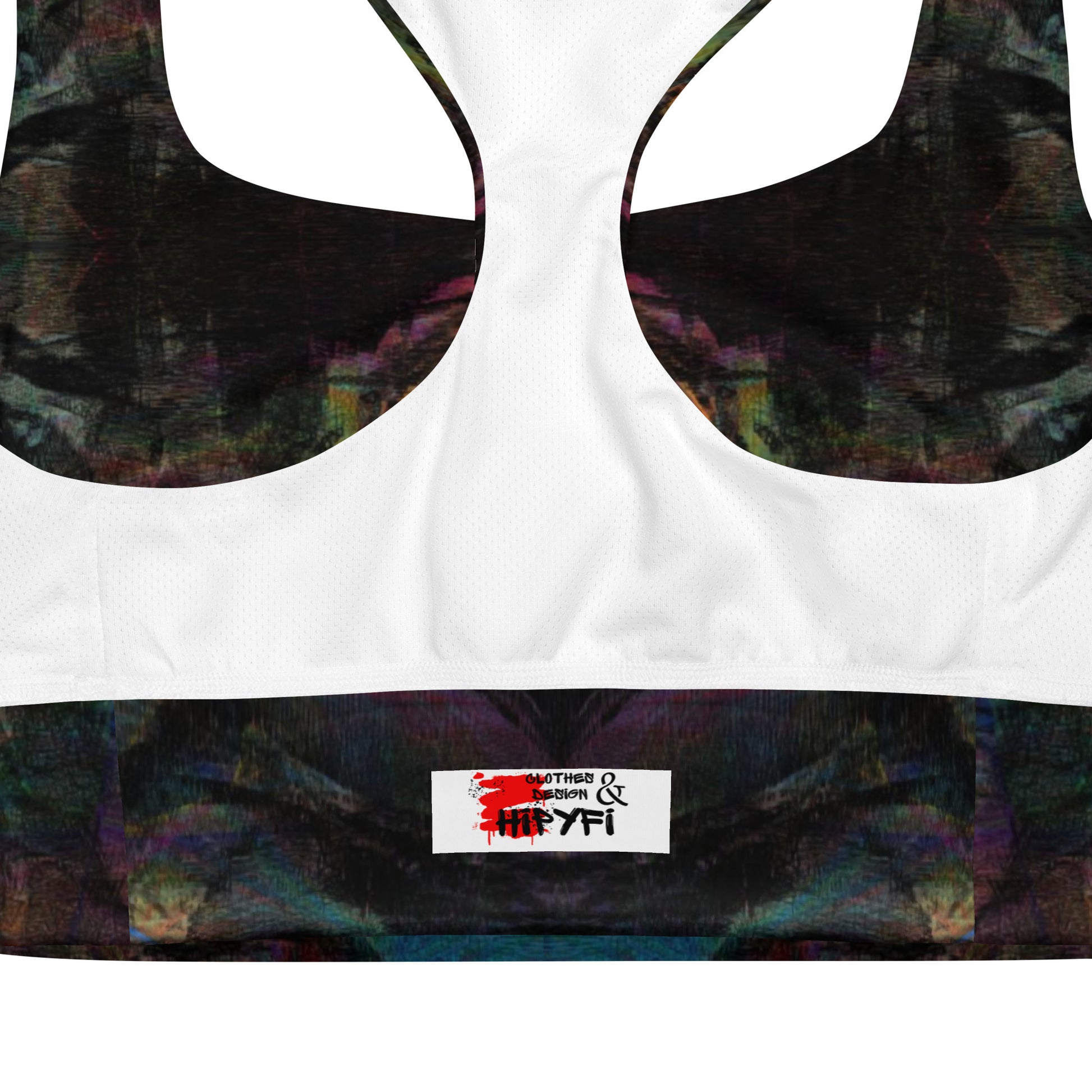 Wire-free high-impact sports bra for running: UPF 50+ seamless recycled fabric, plus-size inclusive longline design by Hipyfi. product-details