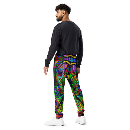 Neon Mythos Abstract Joggers for Men – Colorful, eco-friendly recycled streetwear with slim fit and vibrant graphic design by Hipyfi Clothes & Design. Back