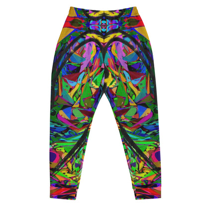 Neon Mythos Abstract Joggers for Men – Colorful, eco-friendly recycled streetwear with slim fit and vibrant graphic design by Hipyfi Clothes & Design. Back-4