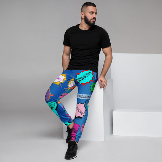 Hipyfi Retro Recycled Men’s Joggers – 80s Pop-Art Streetwear, Sustainable Fashion with Bold Graphic Design and Slim Fit. Left