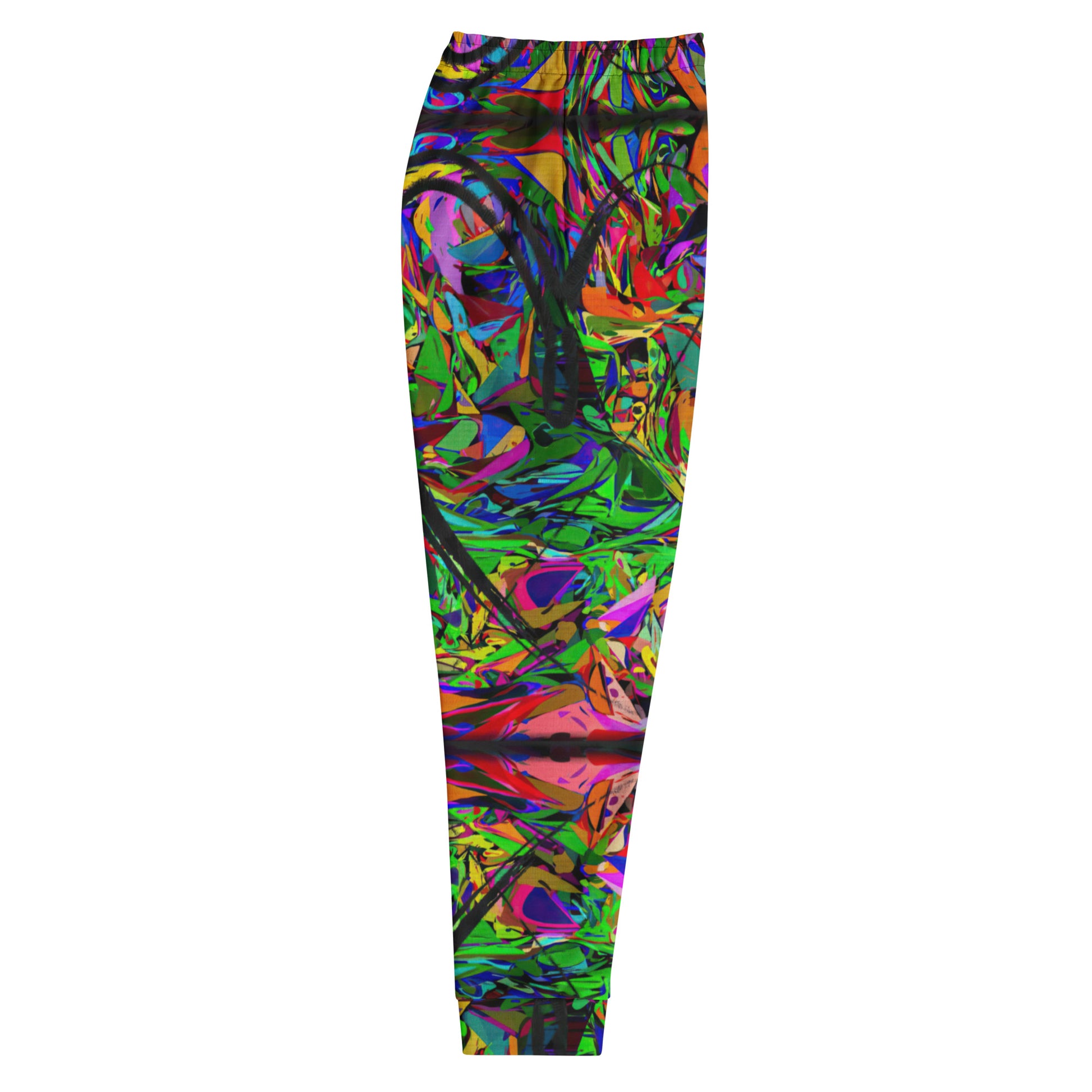 Neon Mythos Abstract Joggers for Men – Colorful, eco-friendly recycled streetwear with slim fit and vibrant graphic design by Hipyfi Clothes & Design. Right-4