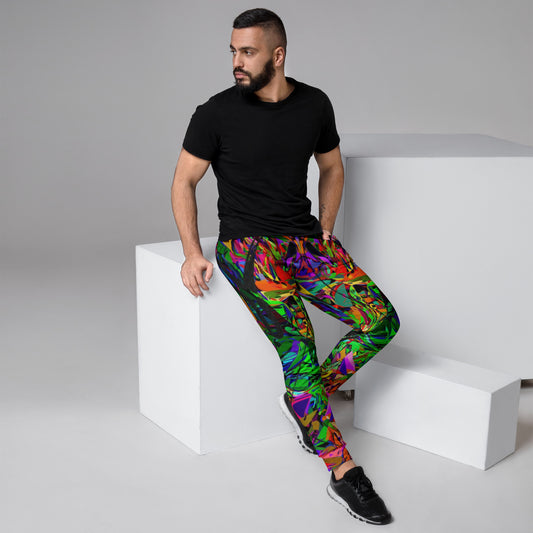 Neon Mythos Abstract Joggers for Men – Colorful, eco-friendly recycled streetwear with slim fit and vibrant graphic design by Hipyfi Clothes & Design. Right