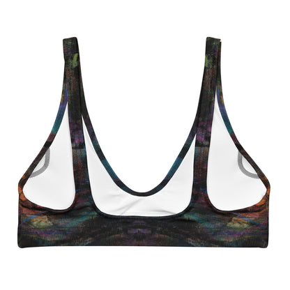 Hipyfi Chromatic Dreams Padded Bikini Top: Vibrant abstract-print recycled swim top for women. Eco-friendly and sustainable beachwear with artistic flair. back-2