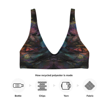 Hipyfi Chromatic Dreams Padded Bikini Top: Vibrant abstract-print recycled swim top for women. Eco-friendly and sustainable beachwear with artistic flair. product-info-2