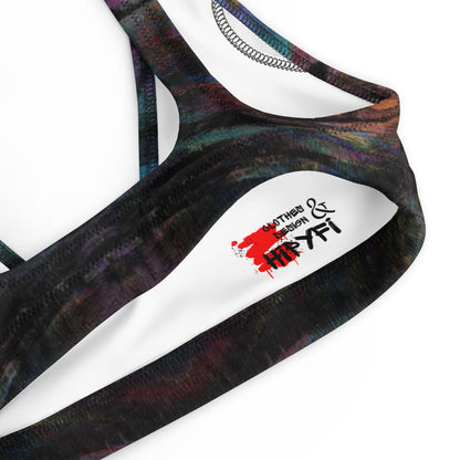 Hipyfi Chromatic Dreams Padded Bikini Top: Vibrant abstract-print recycled swim top for women. Eco-friendly and sustainable beachwear with artistic flair. product-details
