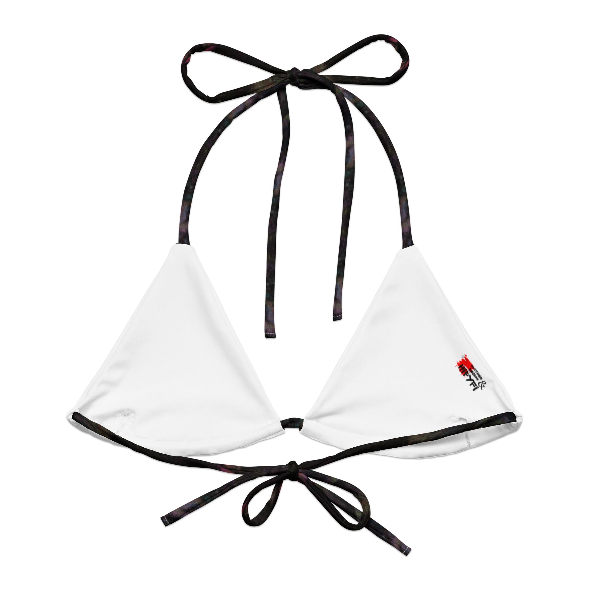 Hipyfi abstract women's Chromatic Dreams padded bikini top with vibrant design, UPF 50+ sun protection. Eco-friendly swimwear crafted from recycled materials. back