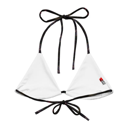 Hipyfi abstract women's Chromatic Dreams padded bikini top with vibrant design, UPF 50+ sun protection. Eco-friendly swimwear crafted from recycled materials. back