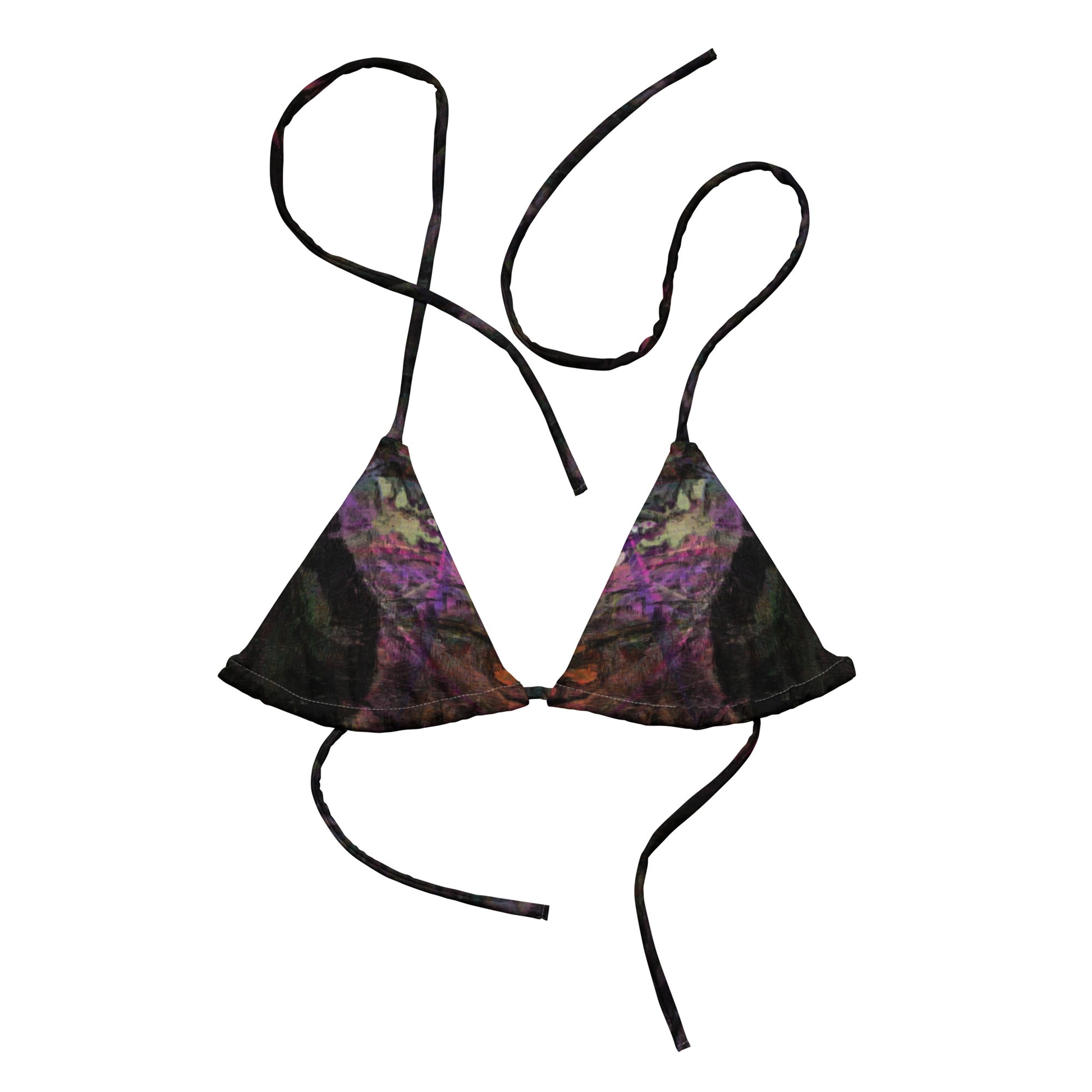 Hipyfi abstract women's Chromatic Dreams padded bikini top with vibrant design, UPF 50+ sun protection. Eco-friendly swimwear crafted from recycled materials. front-2