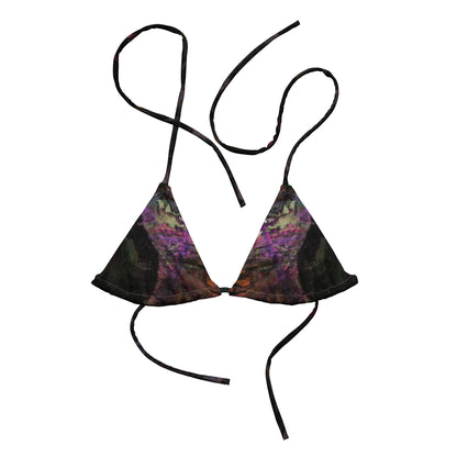 Hipyfi abstract women's Chromatic Dreams padded bikini top with vibrant design, UPF 50+ sun protection. Eco-friendly swimwear crafted from recycled materials. front-2