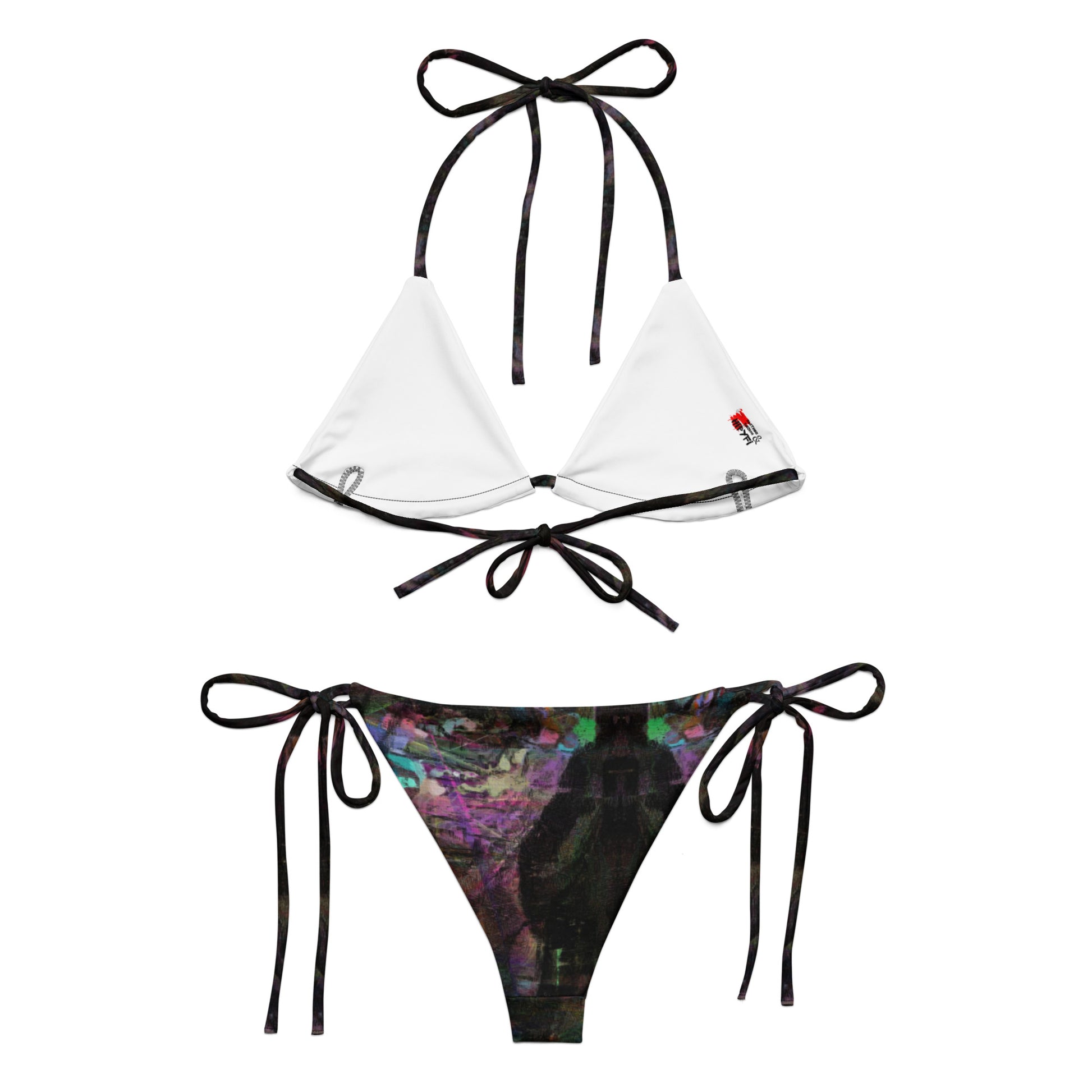 Vibrant abstract recycled bikini, UPF 50+, and eco-friendly materials. Hipyfi Chromatic Dreams sustainable swimwear for women. back-2