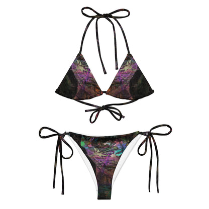 Vibrant abstract recycled bikini, UPF 50+, and eco-friendly materials. Hipyfi Chromatic Dreams sustainable swimwear for women. front-2
