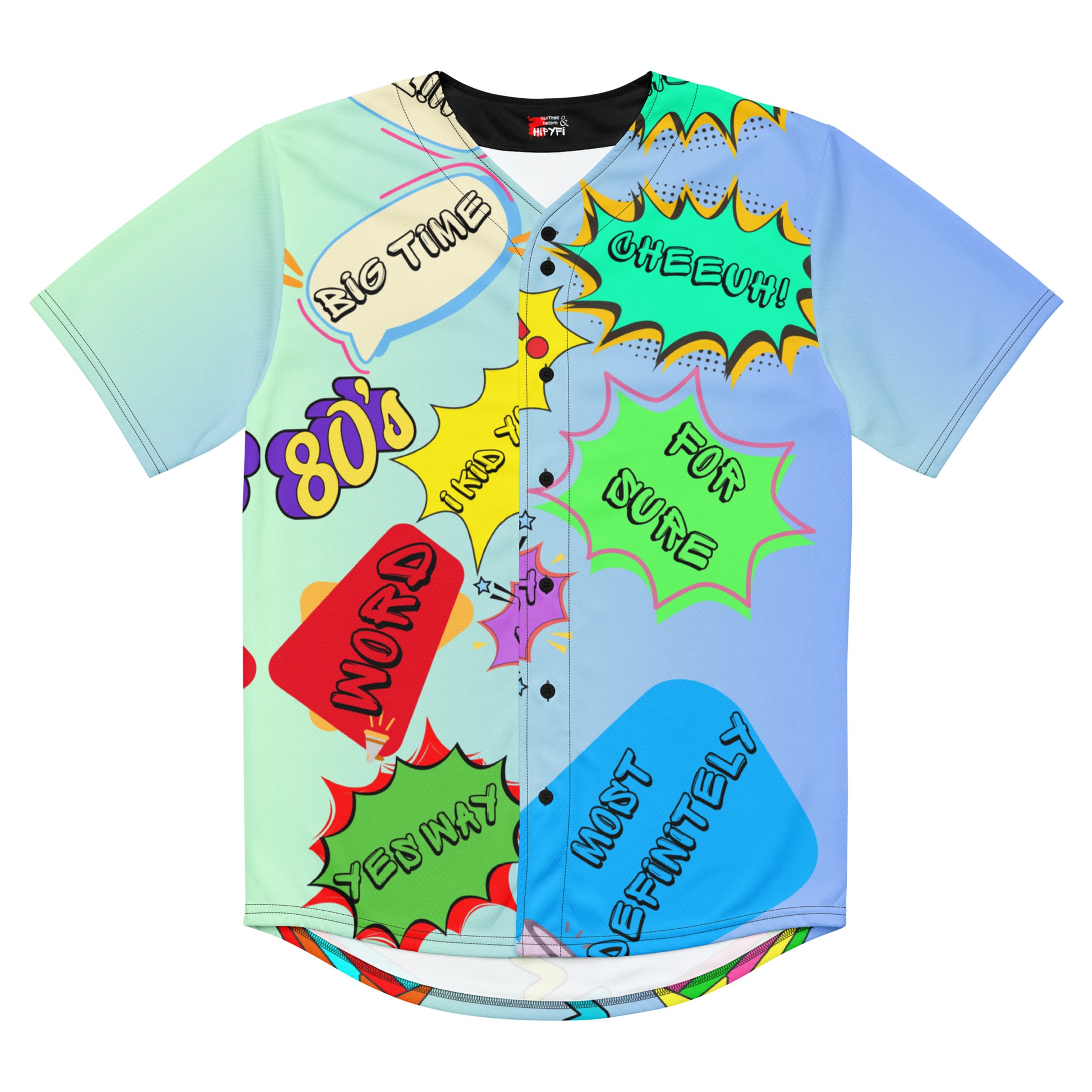 Retro recycled unisex baseball jersey with 80s graphic design by Hipyfi Clothes & Design front-4