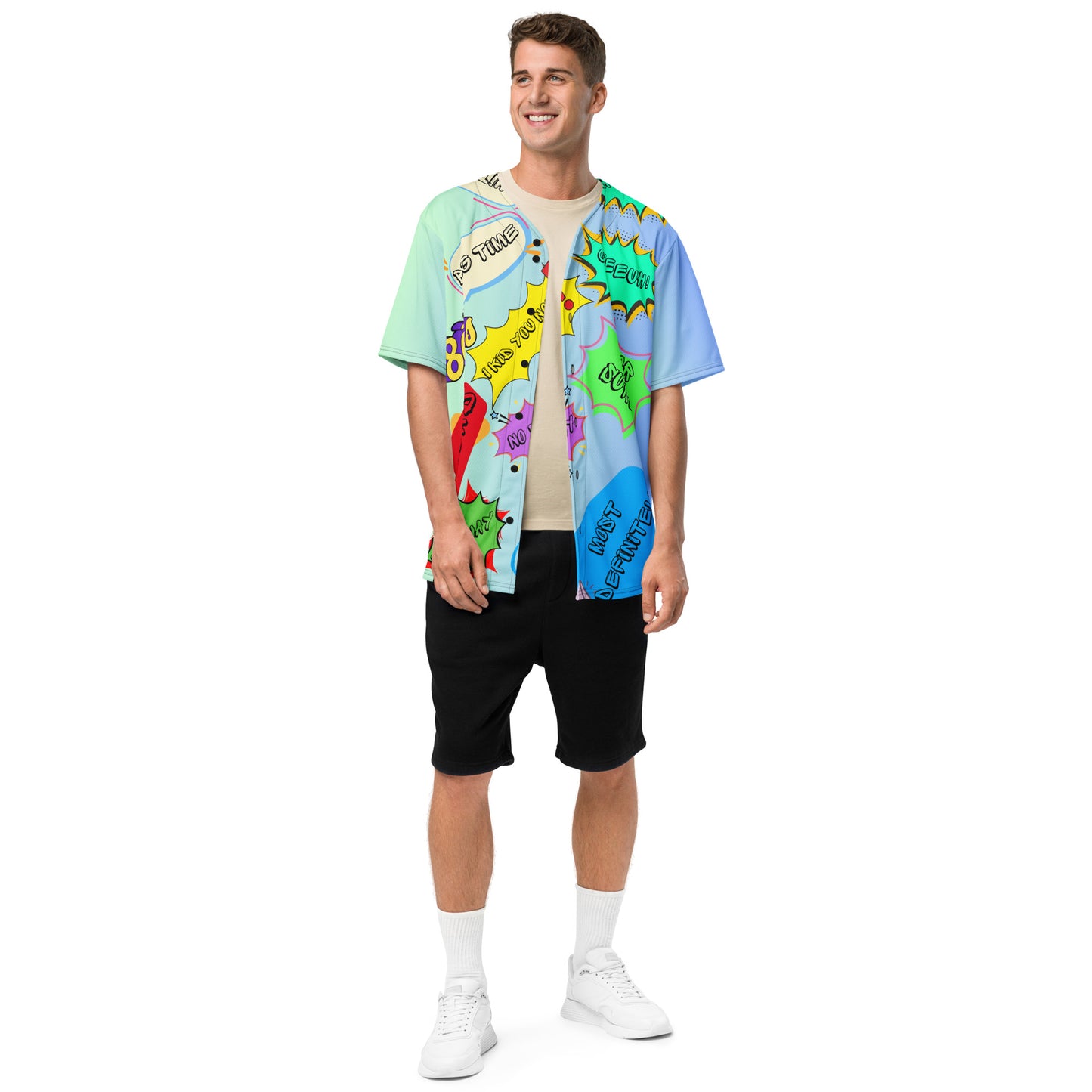 Retro recycled unisex baseball jersey with 80s graphic design by Hipyfi Clothes & Design front