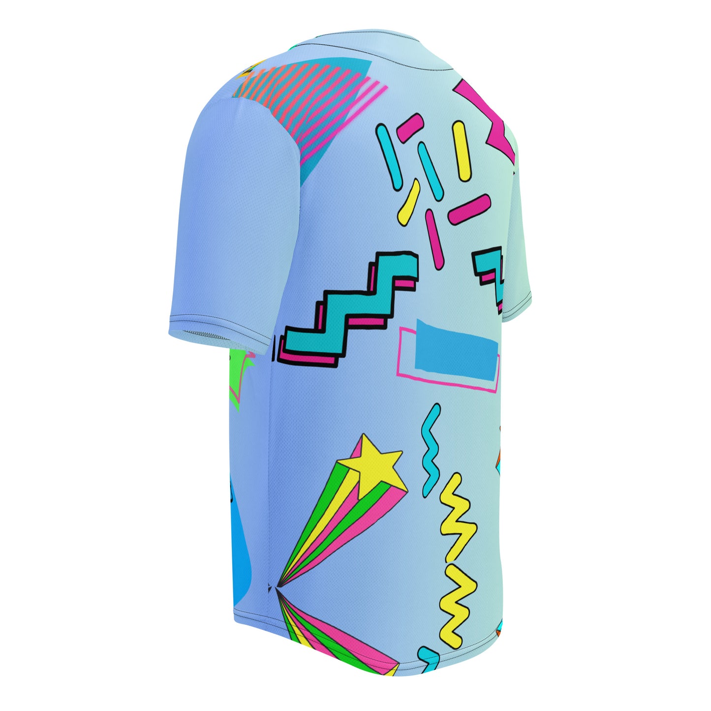 Retro recycled unisex baseball jersey with 80s graphic design by Hipyfi Clothes & Design left-back-3