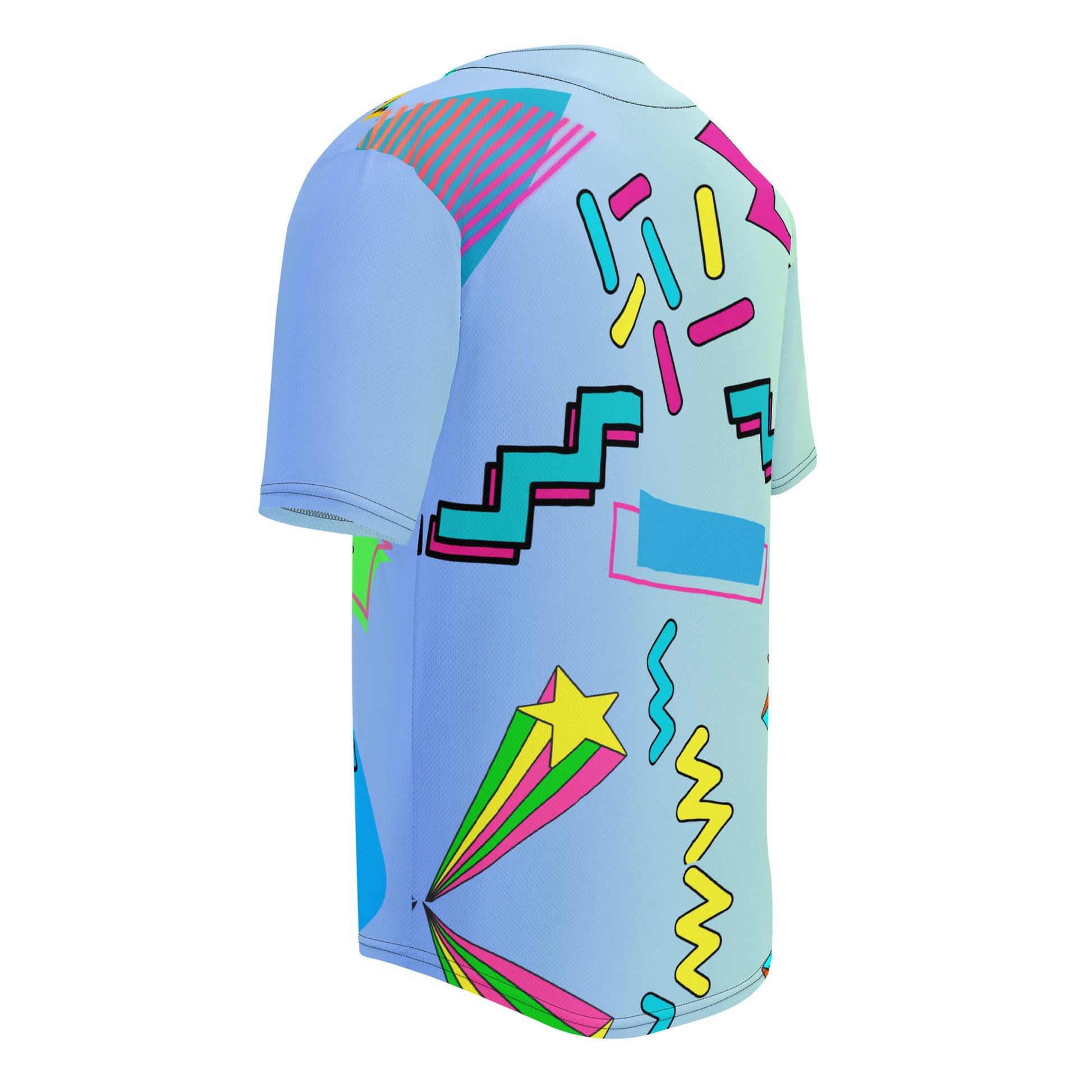 Retro recycled unisex baseball jersey with 80s graphic design by Hipyfi Clothes & Design left-back-3