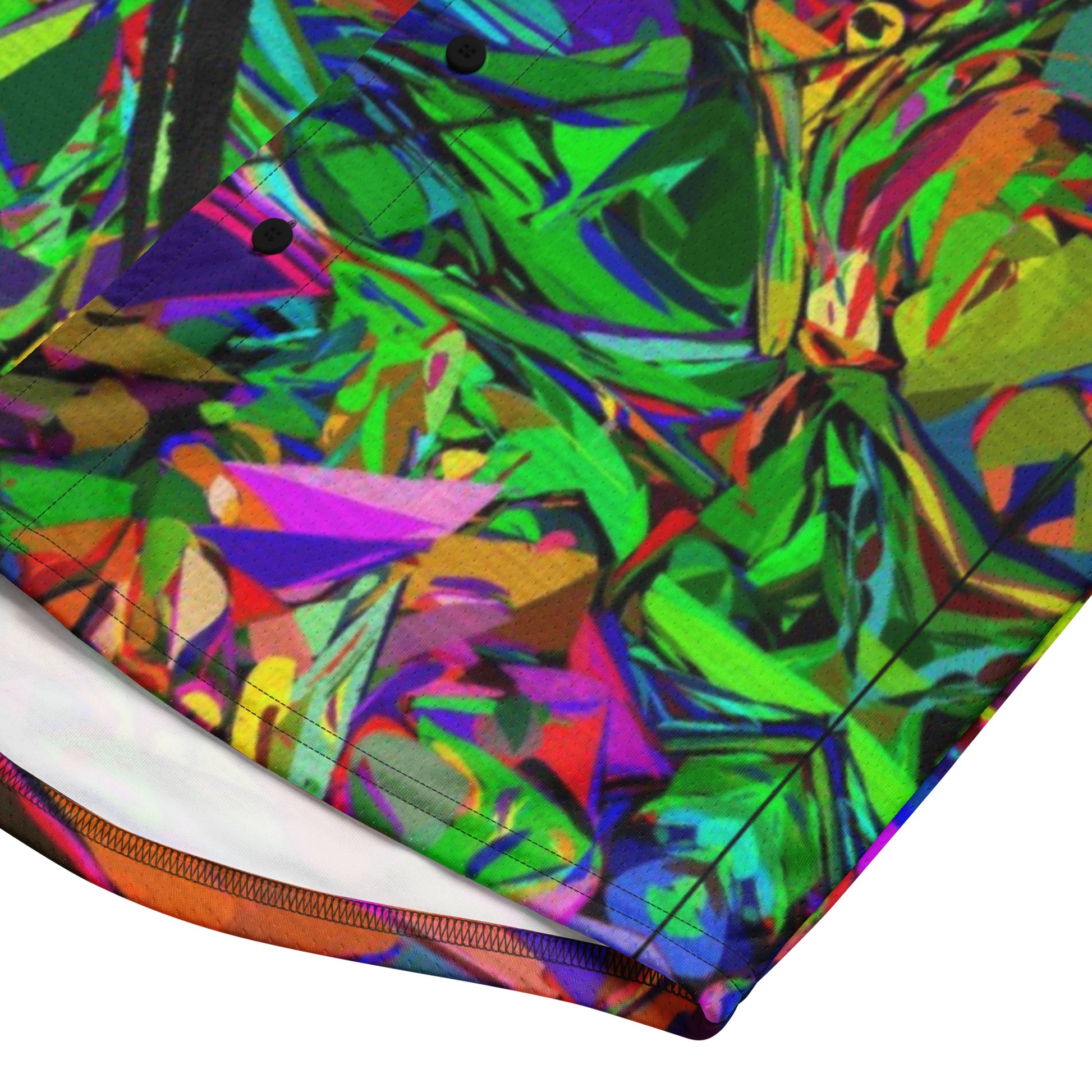 Neon Mythos Unisex Baseball Jersey – Abstract street art design, vibrant graphic print, eco-friendly recycled polyester, modern unisex fit by Hipyfi Clothes & Design. product-details-2