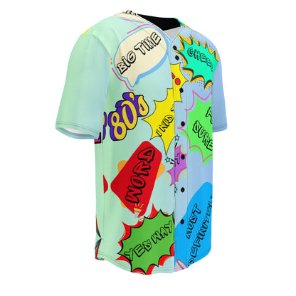 Retro recycled unisex baseball jersey with 80s graphic design by Hipyfi Clothes & Design right-front-3