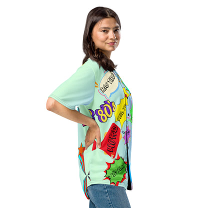 Retro recycled unisex baseball jersey with 80s graphic design by Hipyfi Clothes & Design right-front-2