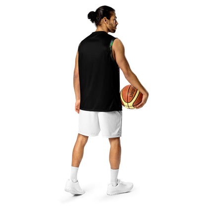 Chromatic Dreams Recycled Unisex Basketball Jersey by Hipyfi – Colorful art print, eco-friendly sportswear, made from 100% recycled polyester. Back-2