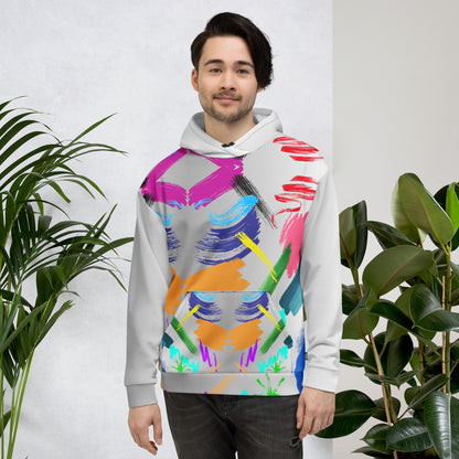 Hipyfi Recycled Unisex Hoodie with bold abstract paintstroke design and eco-friendly fabric. front-2