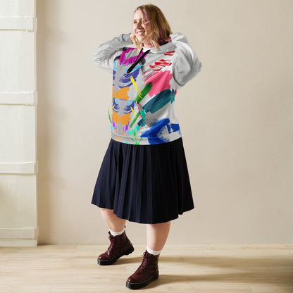 Hipyfi Recycled Unisex Hoodie with bold abstract paintstroke design and eco-friendly fabric. front-3