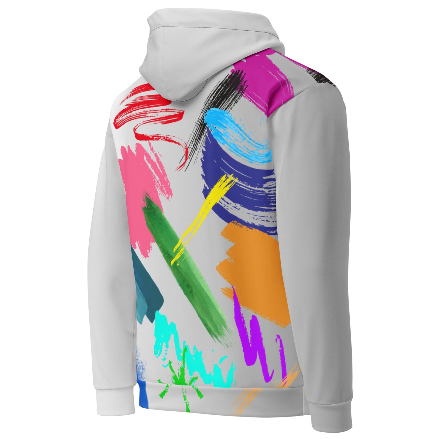 Hipyfi Recycled Unisex Hoodie with bold abstract paintstroke design and eco-friendly fabric. right-back-4
