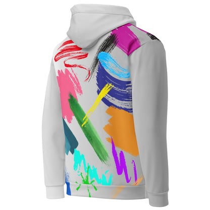 Hipyfi Recycled Unisex Hoodie with bold abstract paintstroke design and eco-friendly fabric. right-back-4