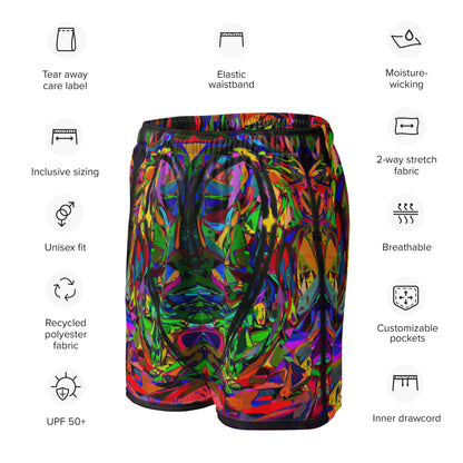Neon Chaos Unisex Mesh Shorts – Eco-friendly athletic fit with vibrant abstract and modern streetwear design by Hipyfi Clothes & Design. Product-info