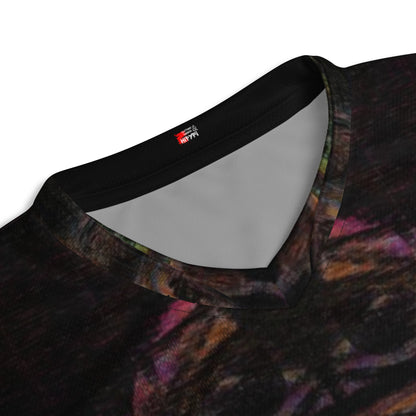 Chromatic Dreams unisex sports jersey made from recycled polyester, a vibrant, abstract design and sustainable activewear by Hipyfi. product-details