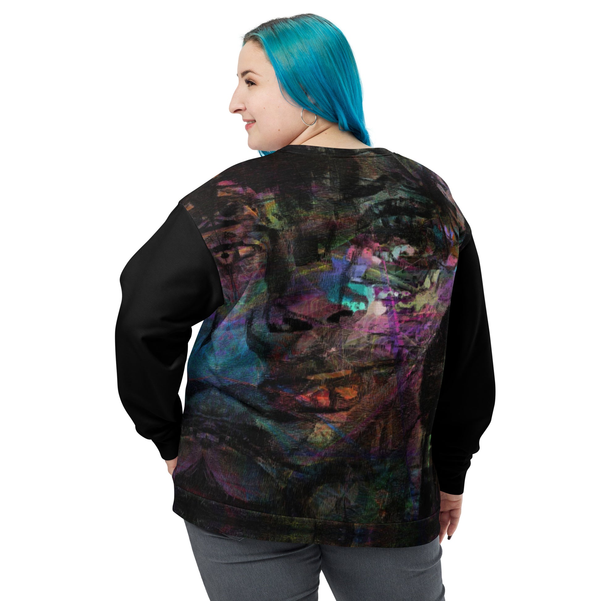 Chromatic Dreams Unisex Eco Sweatshirt by Hipyfi – sustainable recycled fabric with vibrant abstract graphic print in bold colors. back