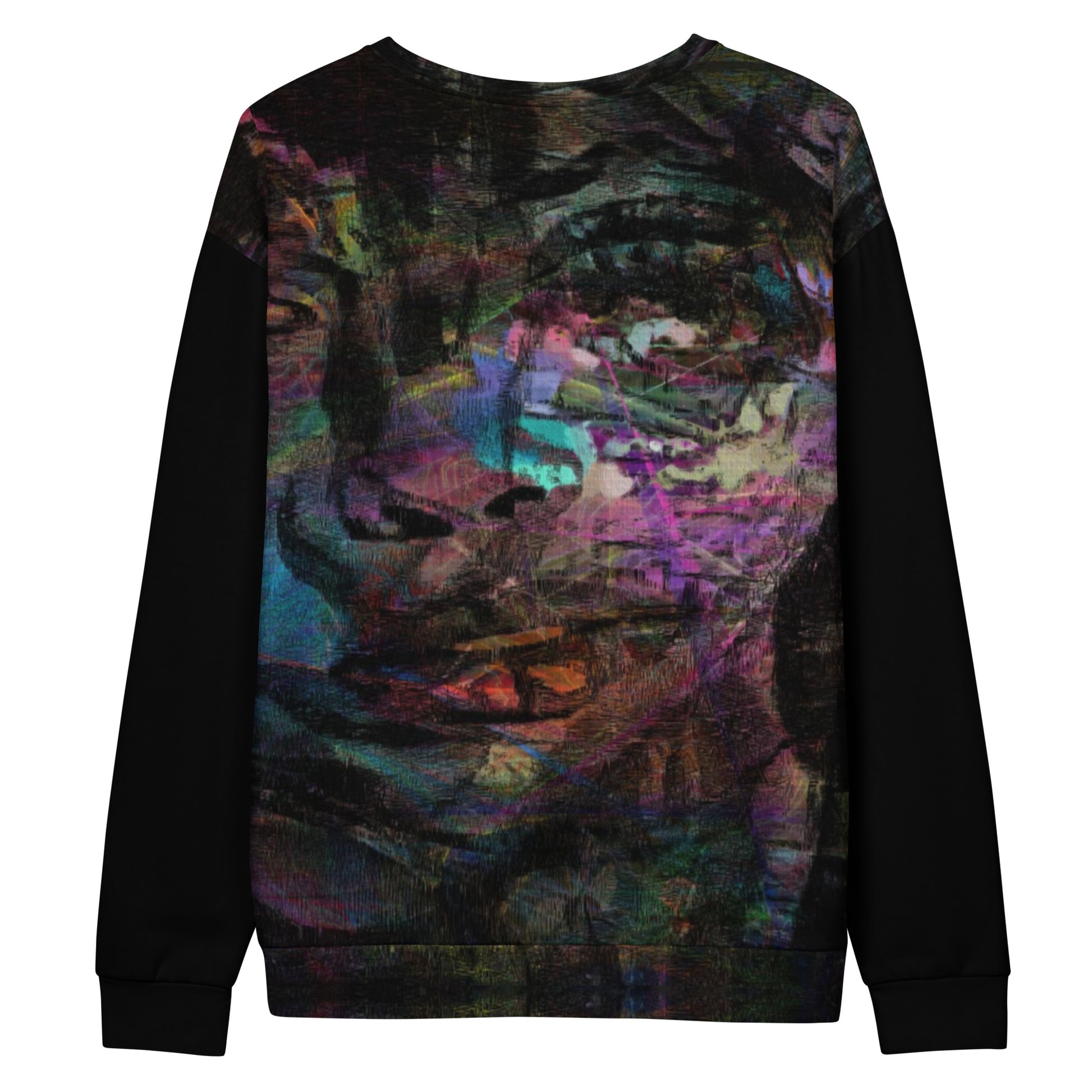 Chromatic Dreams Unisex Eco Sweatshirt by Hipyfi – sustainable recycled fabric with vibrant abstract graphic print in bold colors. back-7