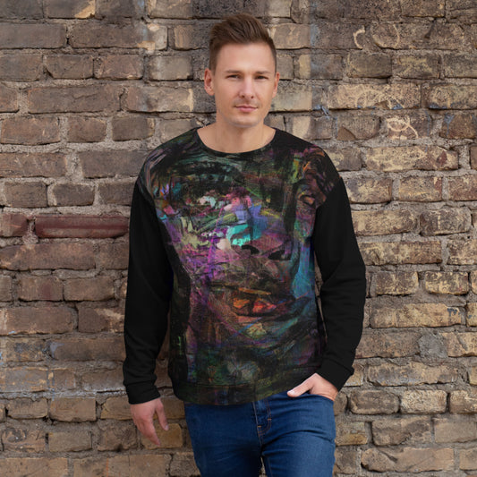 Chromatic Dreams Unisex Eco Sweatshirt by Hipyfi – sustainable recycled fabric with vibrant abstract graphic print in bold colors. front