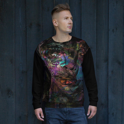 Chromatic Dreams Unisex Eco Sweatshirt by Hipyfi – sustainable recycled fabric with vibrant abstract graphic print in bold colors. front-3