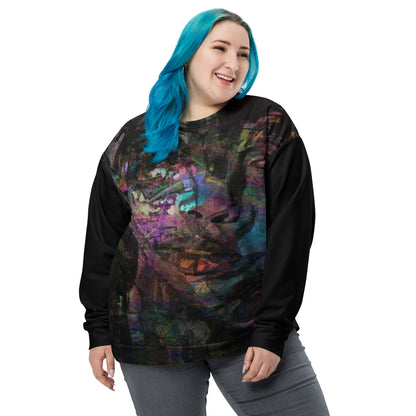 Chromatic Dreams Unisex Eco Sweatshirt by Hipyfi – sustainable recycled fabric with vibrant abstract graphic print in bold colors. front-5
